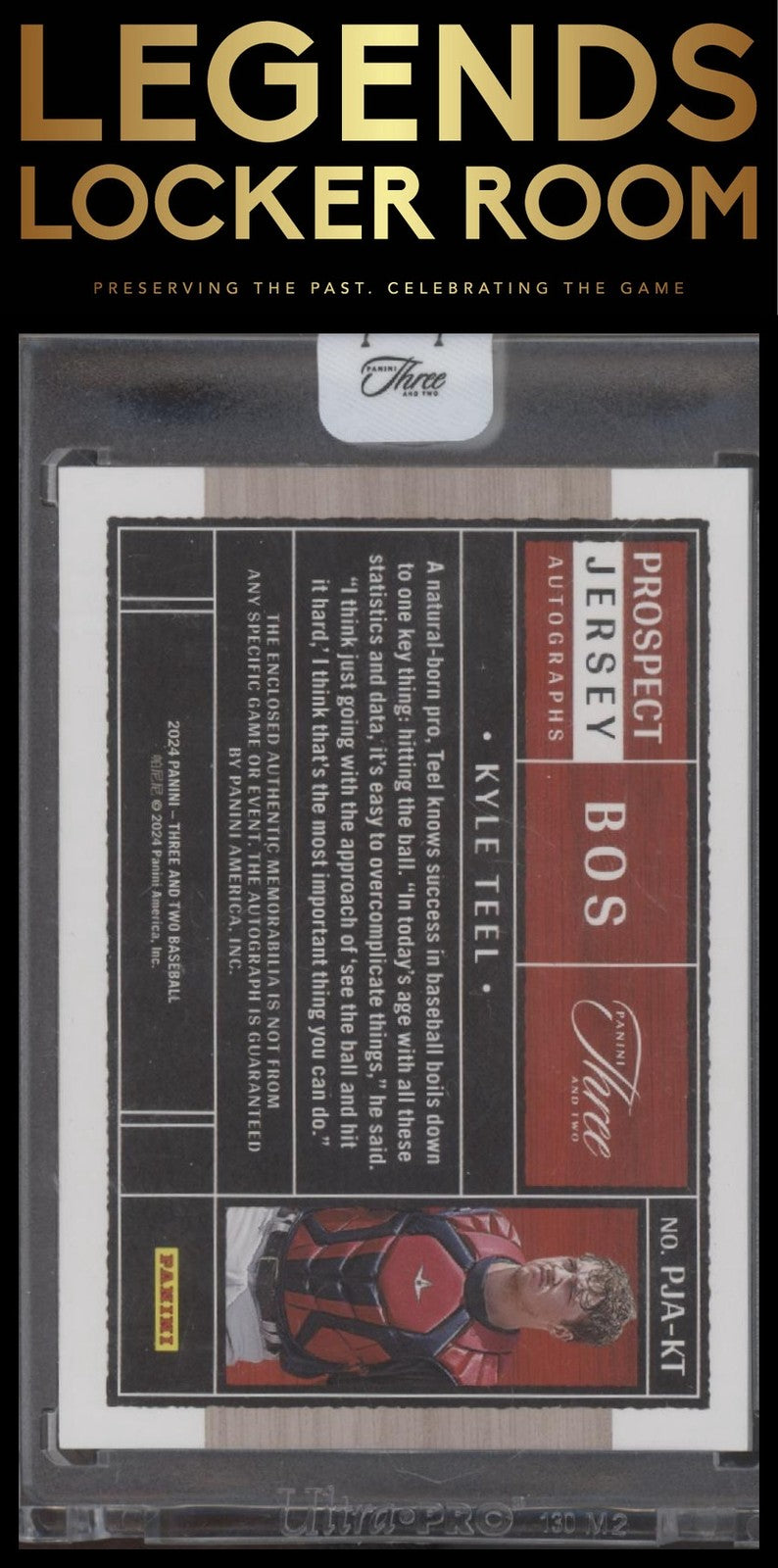 Kyle Teel Prospect Jersey Auto 73/99 2024 Panini Three and Two Baseball