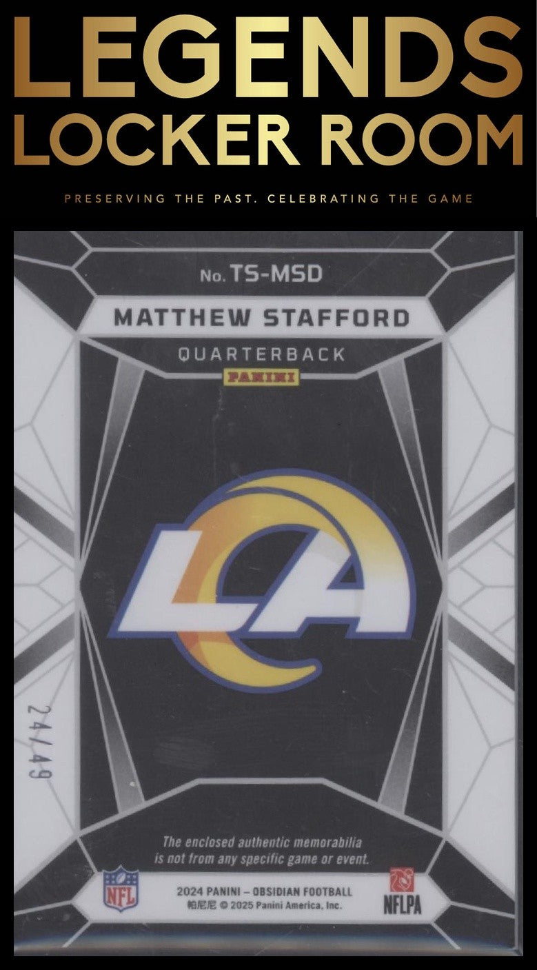 2024 Panini Obsidian - Trifecta Swatches Purple #23 Matthew Stafford #/49