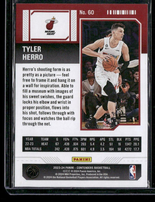 2023-24 Panini Contenders #60 Tyler Herro Game Ticket Bronze