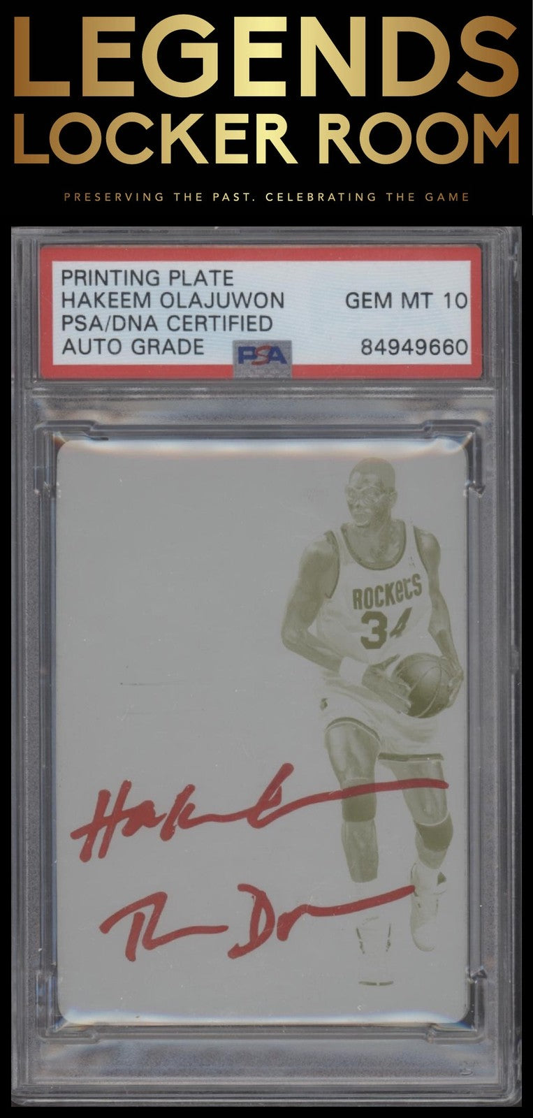 2018-19 Panini Flawless #7 Logoman Printing Plate Hakeem Olajuwon PSA 10