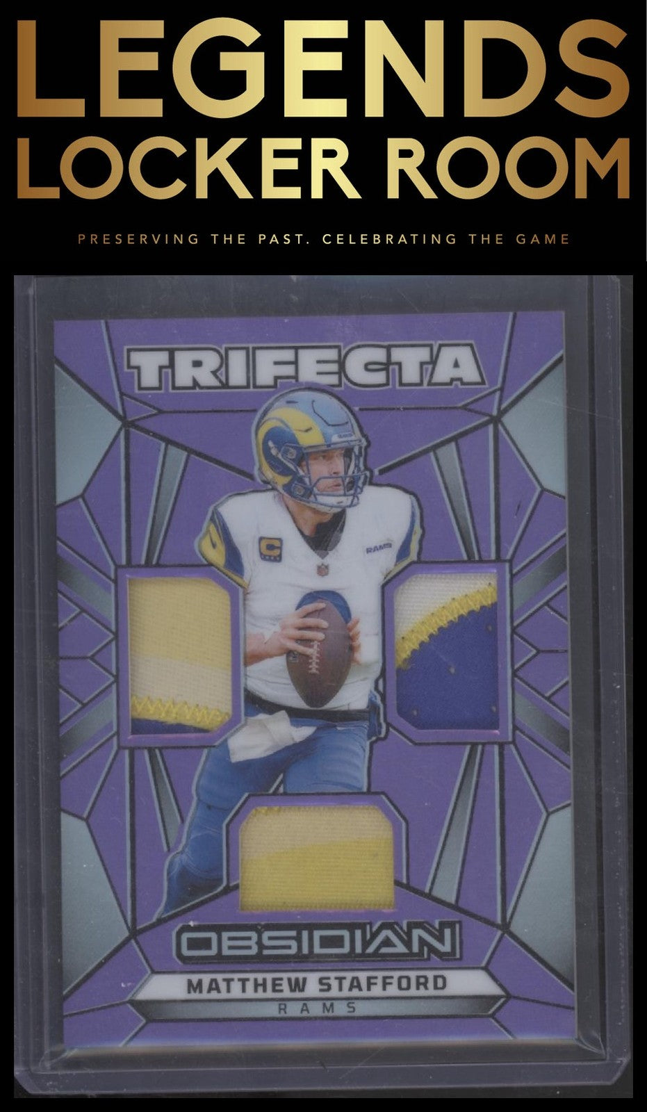 2024 Panini Obsidian - Trifecta Swatches Purple #23 Matthew Stafford #/49