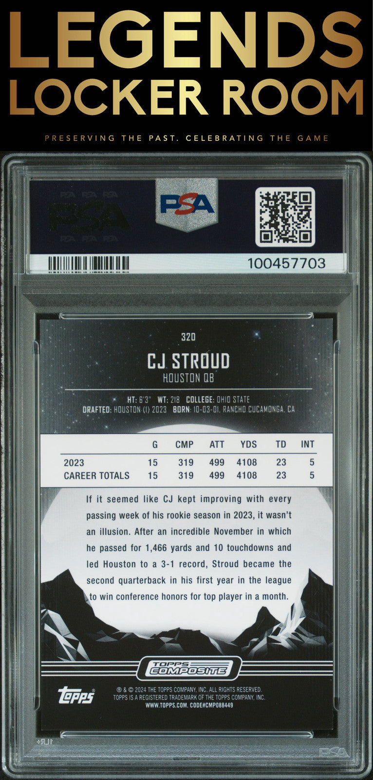 2023 Topps Composite #320 Cj Stroud PSA 10