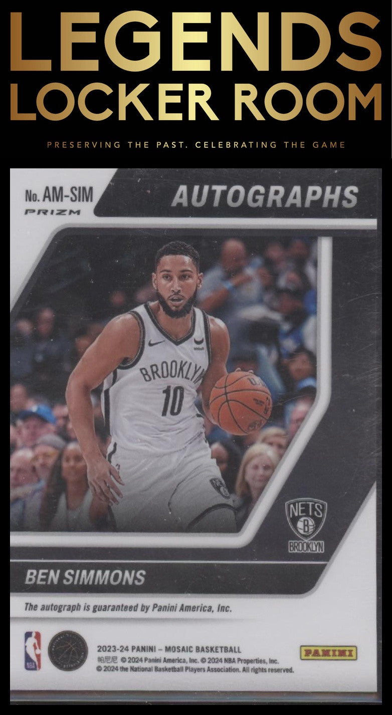 2023-24 Panini Mosaic #AM-SIM Ben Simmons Autographs Mosaic