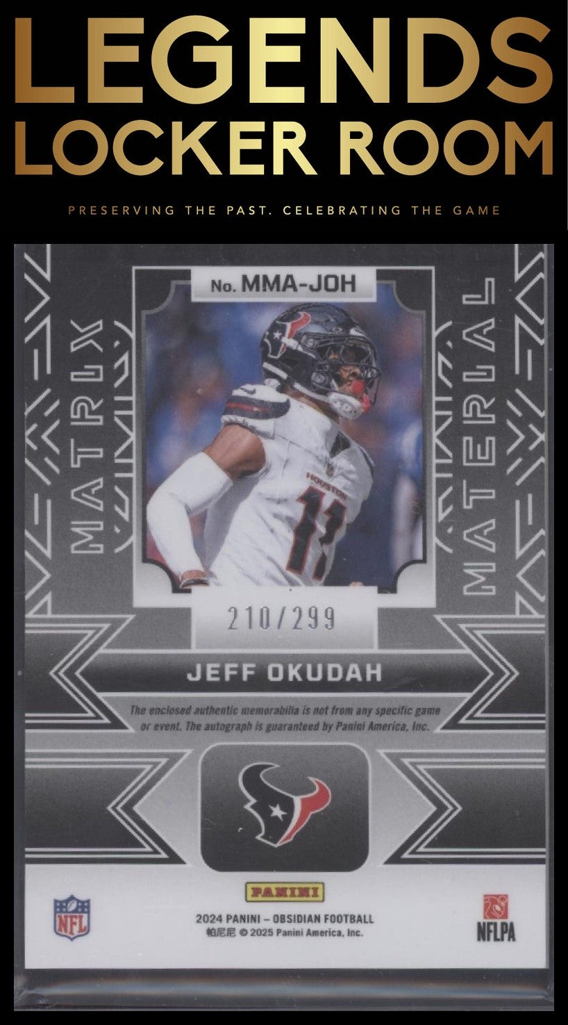 2024 Panini Obsidian - Matrix Material Autographs #12 Jeff Okudah #/299