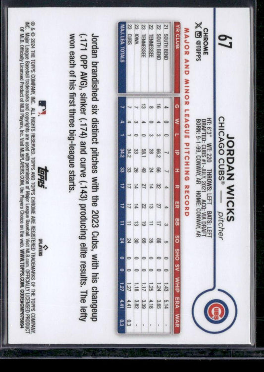 2024 Topps Chrome #67 Jordan Wicks