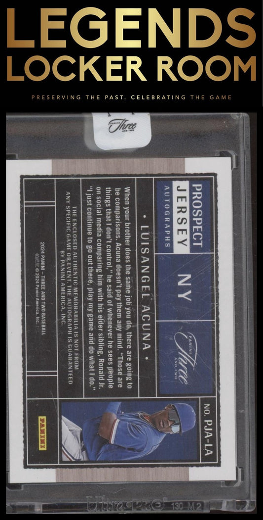 2024 Panini Three & Two Luisangel Acuna Auto Patch /99 New York Mets #PJA-LA