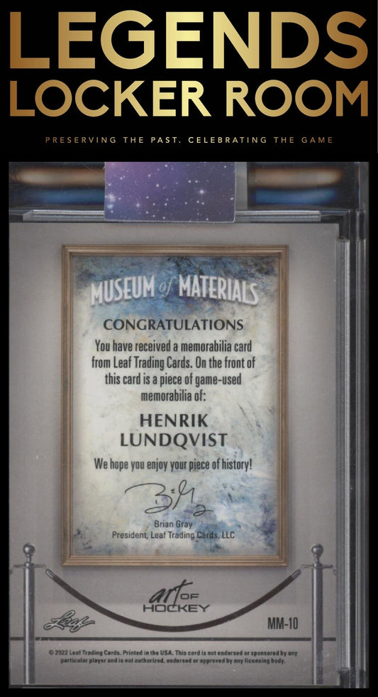 2022 Leaf Art of Hockey Henrik Lundqvist Museum of Materials Silver /2
