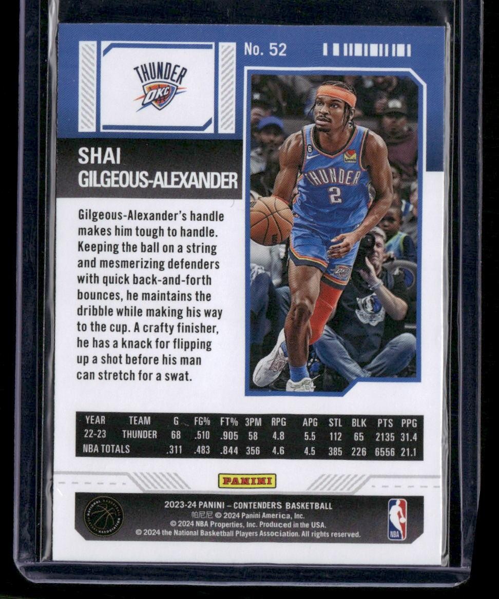 2023-24 Panini Contenders #52 Shai Gilgeous-Alexander Season Ticket Retail