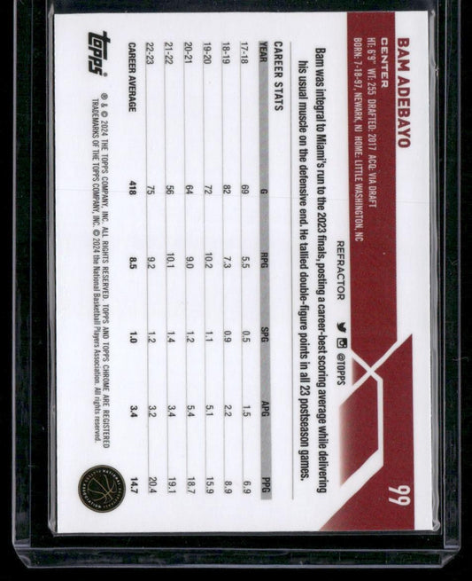 2023-24 Topps Chrome #99 Bam Adebayo Refractors