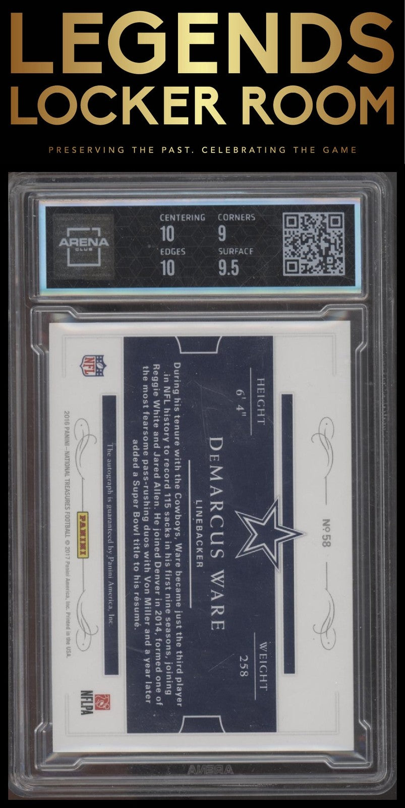 2016 Panini National Treasures DeMarcus Ware All-Decade Signatures /25 9.5/10