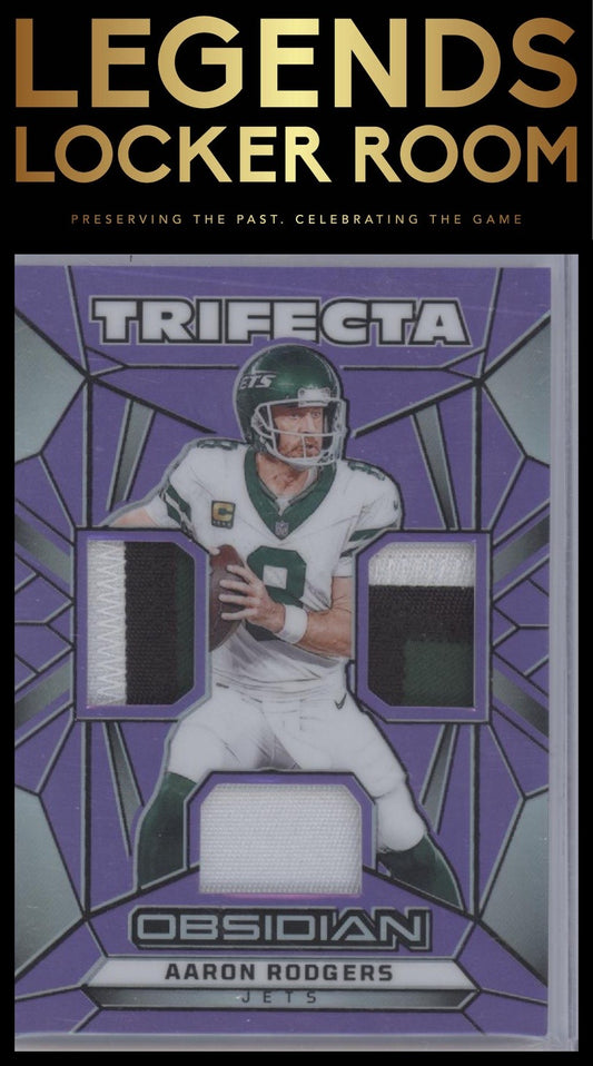 2024 Panini Obsidian - Trifecta Swatches Purple #25 Aaron Rodgers #/49
