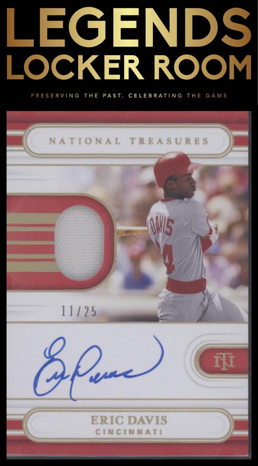 2021 National Treasures Eric Davis Treasured Material Signatures Holo Gold #/25