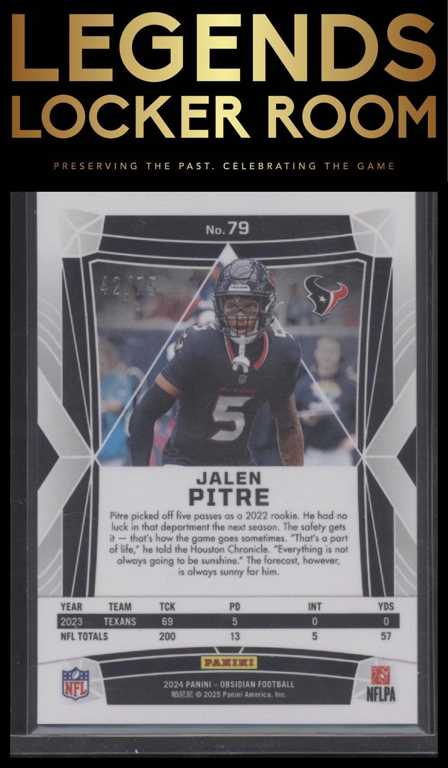 2024 Panini Obsidian Jalen Pitre Base Silver /75