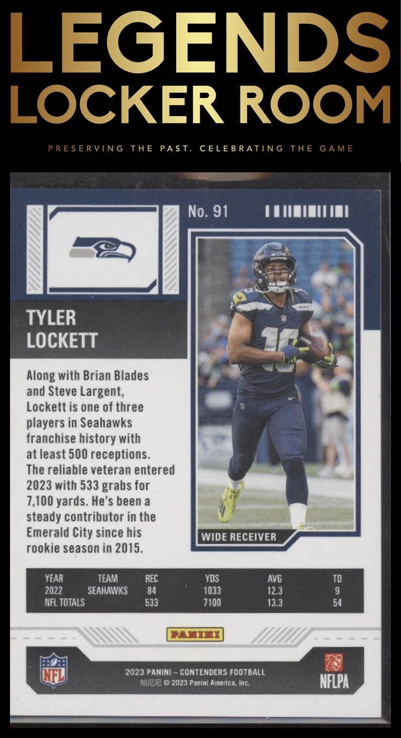 2023 Panini Contenders #91 Tyler Lockett Playoff Ticket #/199