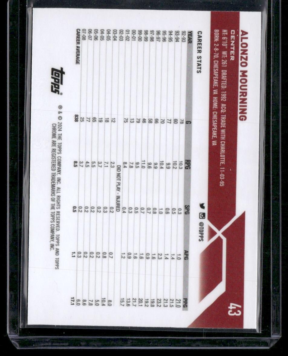 2023-24 Topps Chrome #43 Alonzo Mourning Prism Refractors