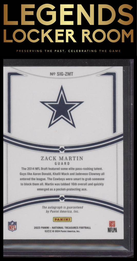 2023 Panini National Treasures #SIG-ZMT Zack Martin Signatures #/99