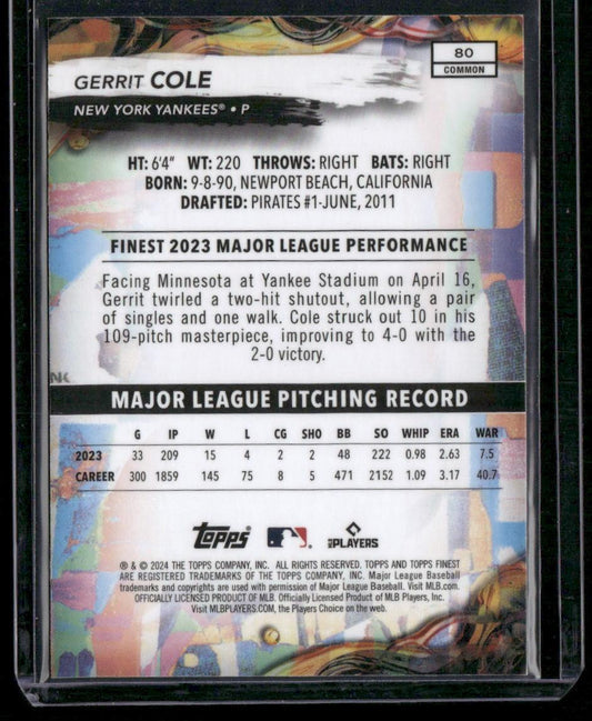 2024 Finest #80 Gerrit Cole Checkerboard Refractors