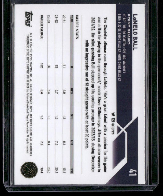 2023-24 Topps Chrome #41 LaMelo Ball