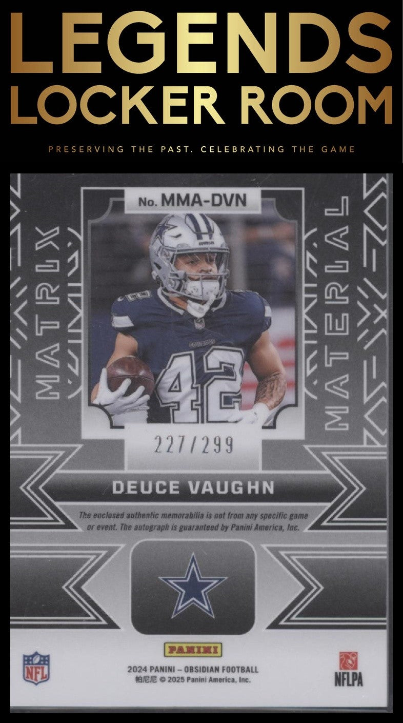 2024 Panini Obsidian - Matrix Material Autographs #11 Deuce Vaughn #/299