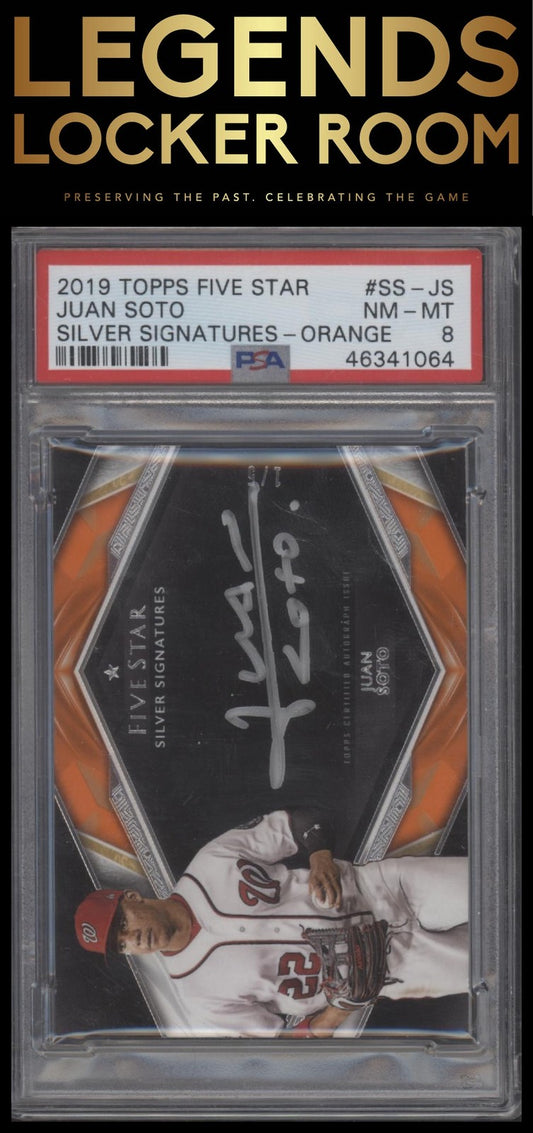 2019 Topps Five Star Silver Signatures Juan Soto Silver Signatures-Orange PSA 8