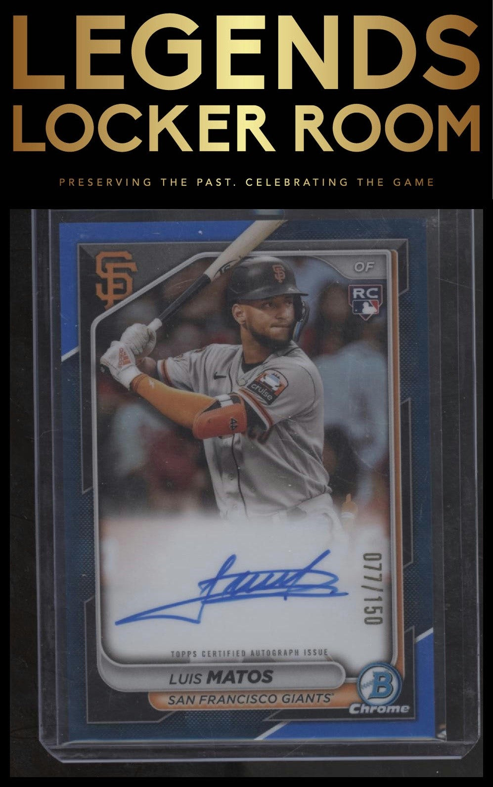 2024 Bowman #CRA-LM Luis Matos Chrome Rookies Autographs Blue Refractors #/150