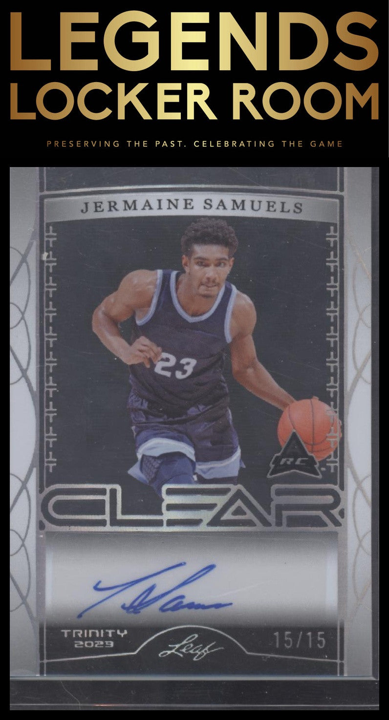 2023 Leaf Trinity Jermaine Samuels Clear Auto Holo Silver 15/15 Bookend!