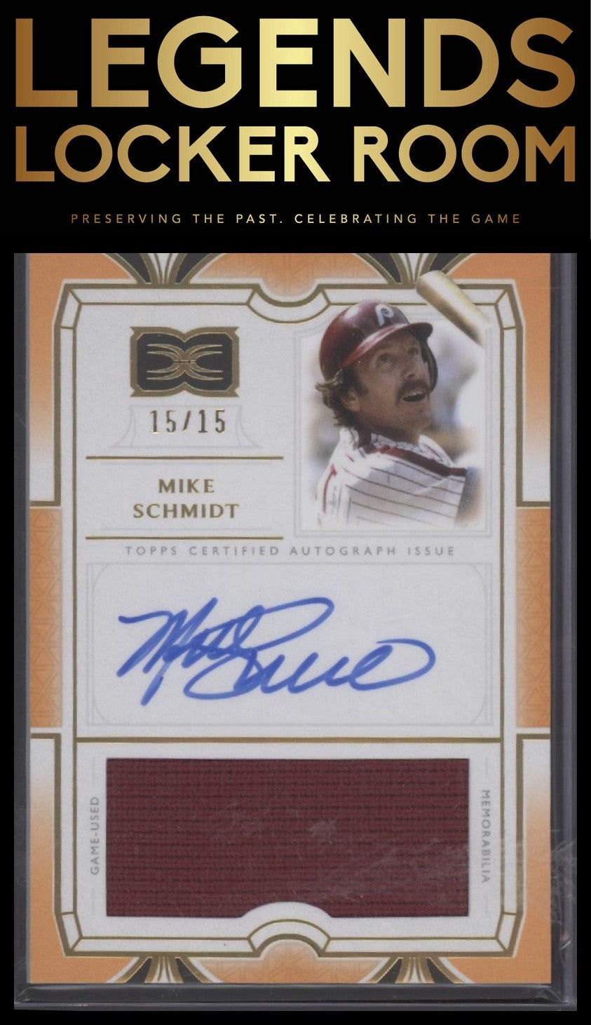 2024 Topps Definitive Collection Mike Schmidt Auto Relics Orange 15/15