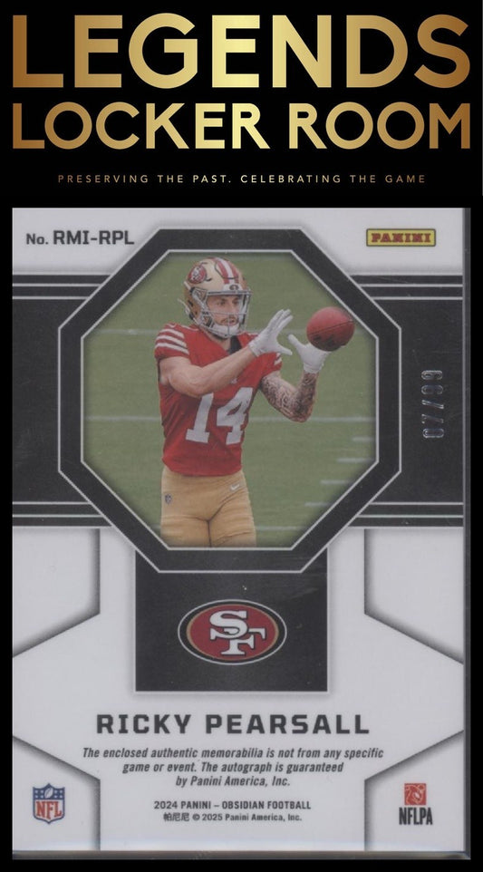 2024 Panini Obsidian Ricky Pearsall Rookie Material Ink /99