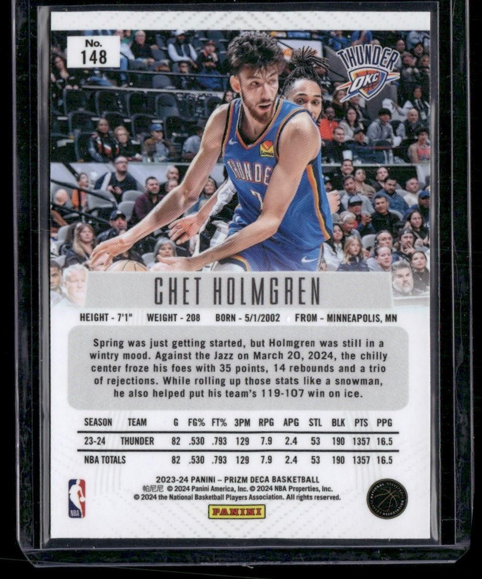 2023-24 Panini Prizm Deca #148 Chet Holmgren