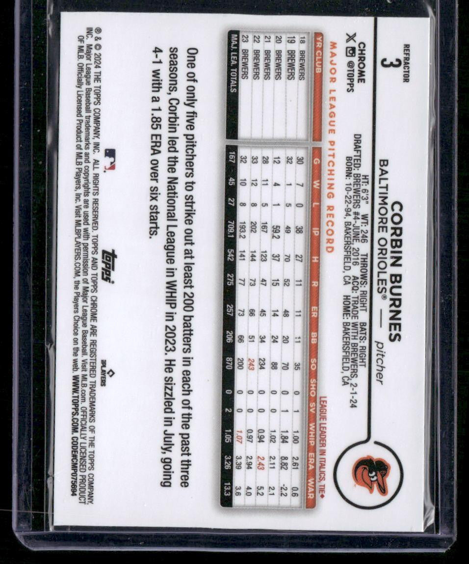2024 Topps Chrome #3 Corbin Burnes Refractors