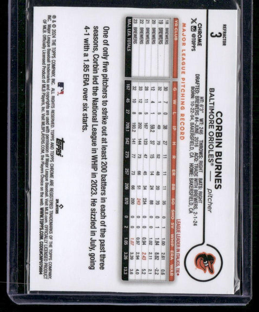 2024 Topps Chrome #3 Corbin Burnes Refractors