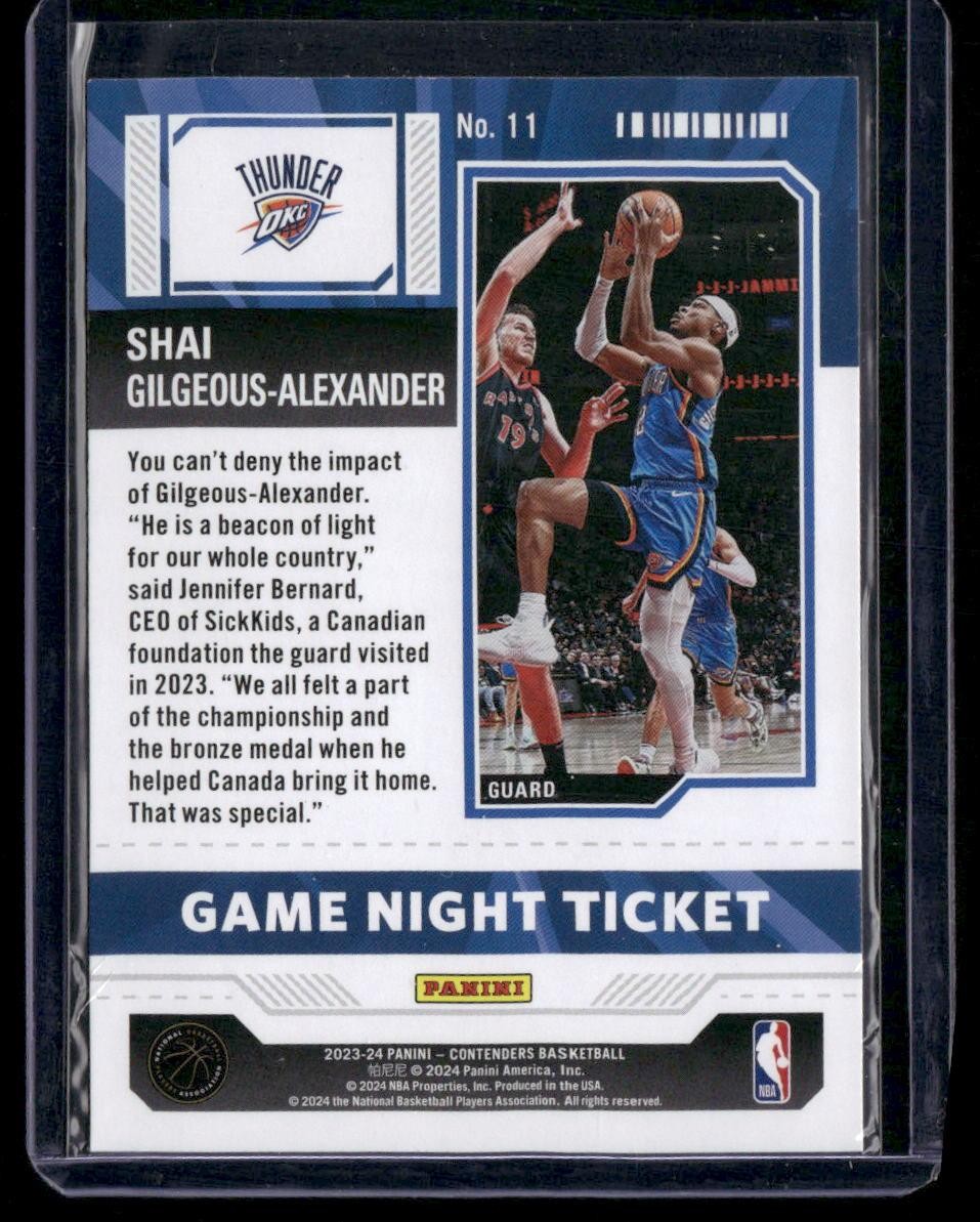 2023-24 Panini Contenders #11 Shai Gilgeous-Alexander Game Night Ticket