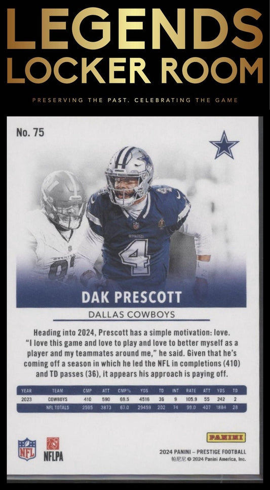 2024 Panini Prestige #75 Dak Prescott Blue Xtra Points #/599
