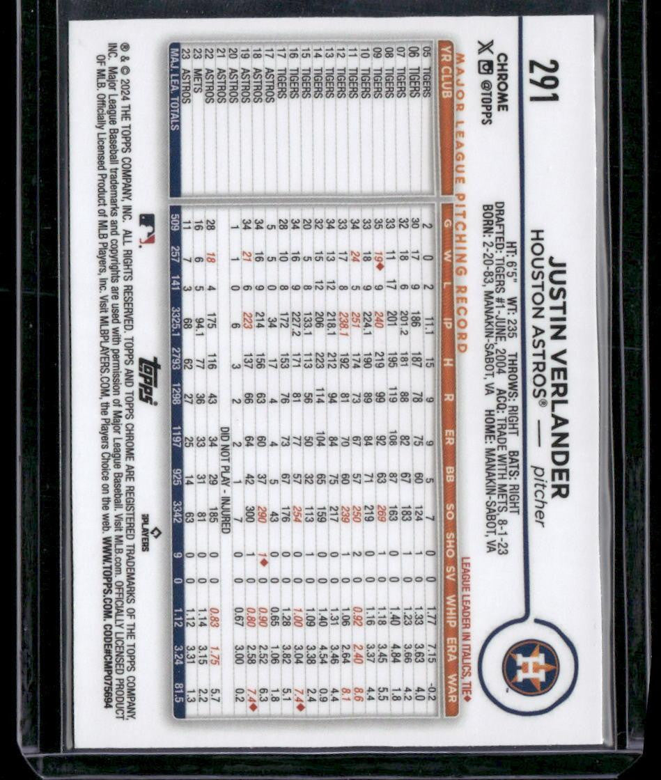 2024 Topps Chrome #291 Justin Verlander Sepia Refractors