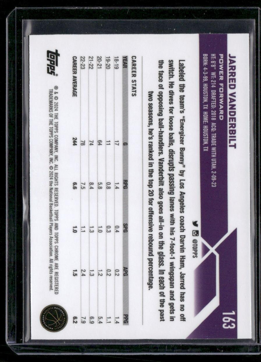 2023-24 Topps Chrome #163 Jarred Vanderbilt
