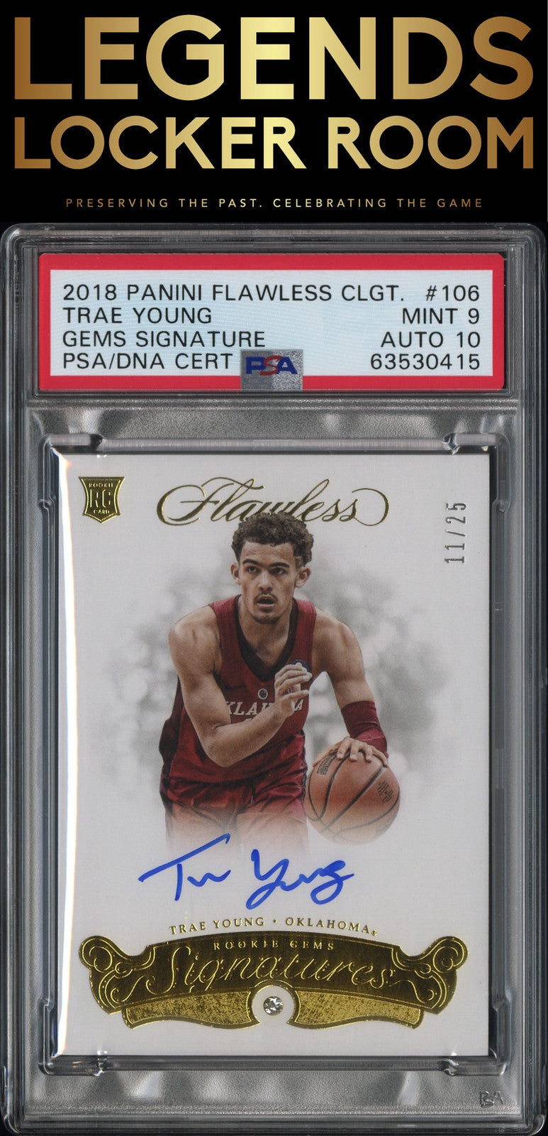 2018 Panini Flawless Collegiate #106 Trae Young Gems Signature PSA 9
