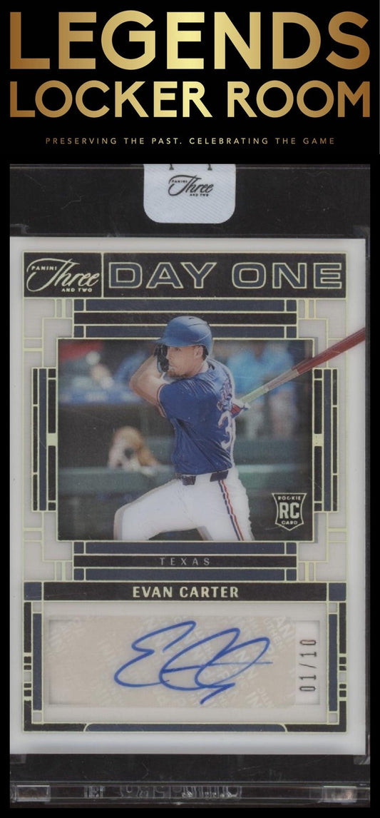 2024 Panini Three & Two Evan Carter Day One Rookie Auto 01/10 First on Print