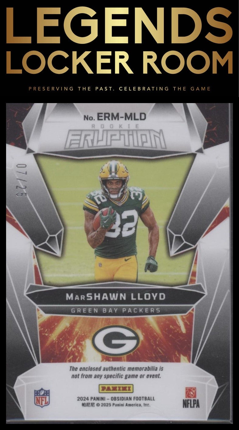 2024 Panini Obsidian - Rookie Eruption Materials Blue #34 MarShawn Lloyd #/25