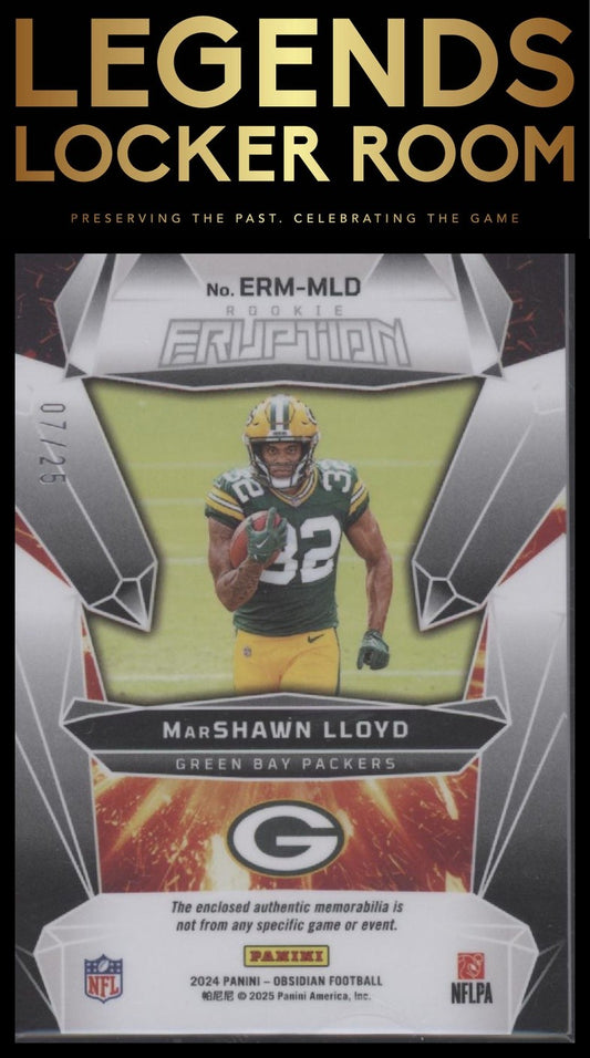 2024 Panini Obsidian - Rookie Eruption Materials Blue #34 MarShawn Lloyd #/25
