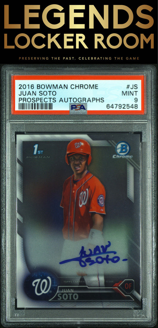 2016 Bowman Chrome Prospects Autographs #JS Juan Soto Prospects Autographs PSA 9
