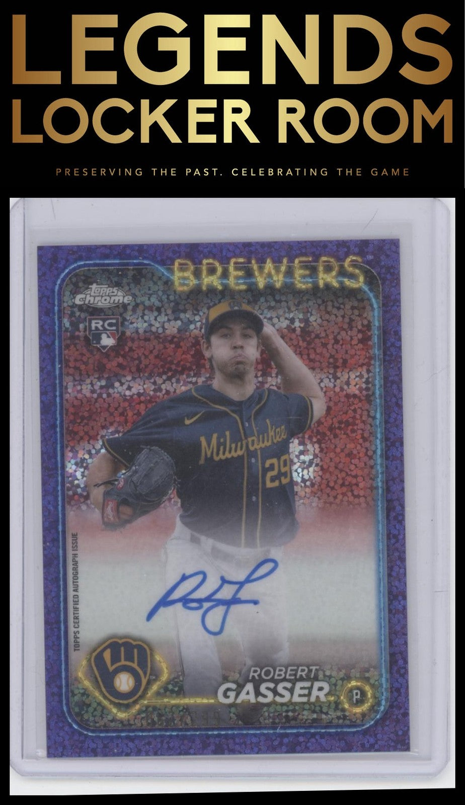 2024 Topps Chrome Update Robert Gasser Auto Purple Speckle Refractors /299