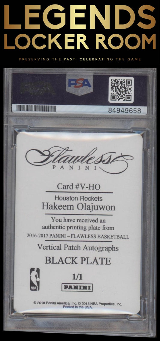 2018 Panini flawless Hakeem Olajuwon 2016 Auto Printing Plates Black PSA #/1