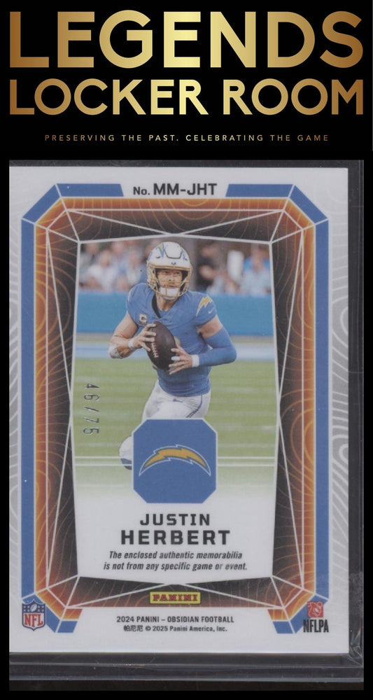 2024 Panini Obsidian - Magmatic Memorabilia Red #15 Justin Herbert #/75