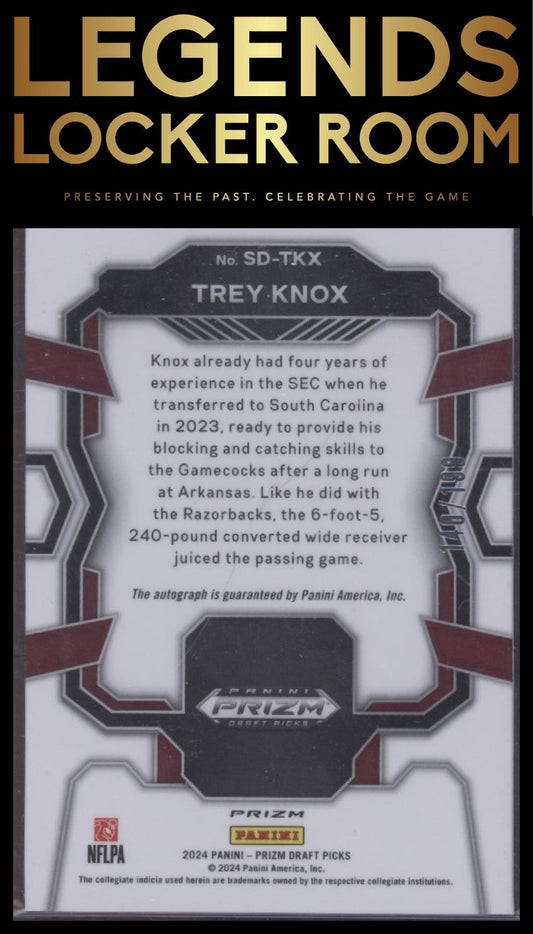 2024 Panini Prizm Draft Picks #SD-TKX Trey Knox Signing Day Red #/199