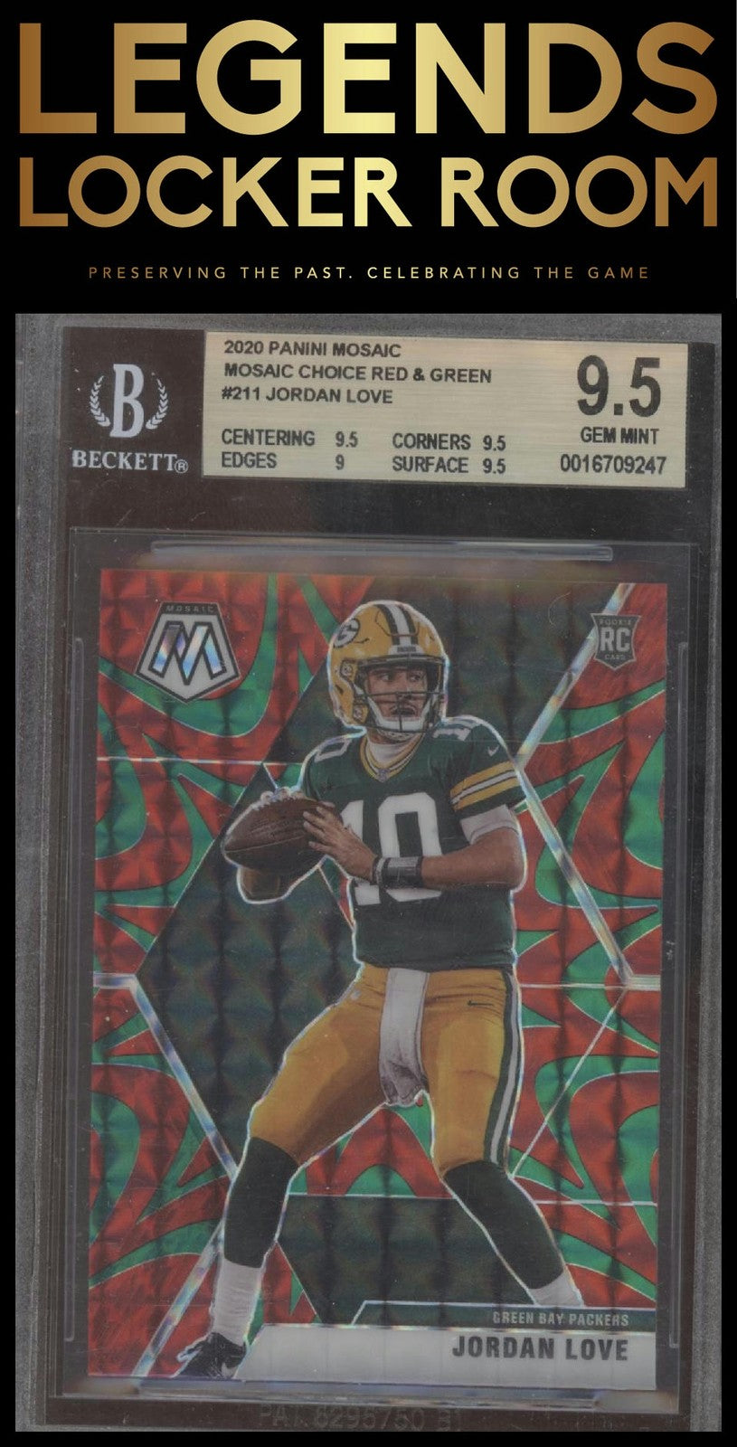 2020 Panini Mosaic #211 Jordan Love Choice Prizm Red and Green BGS 9.5
