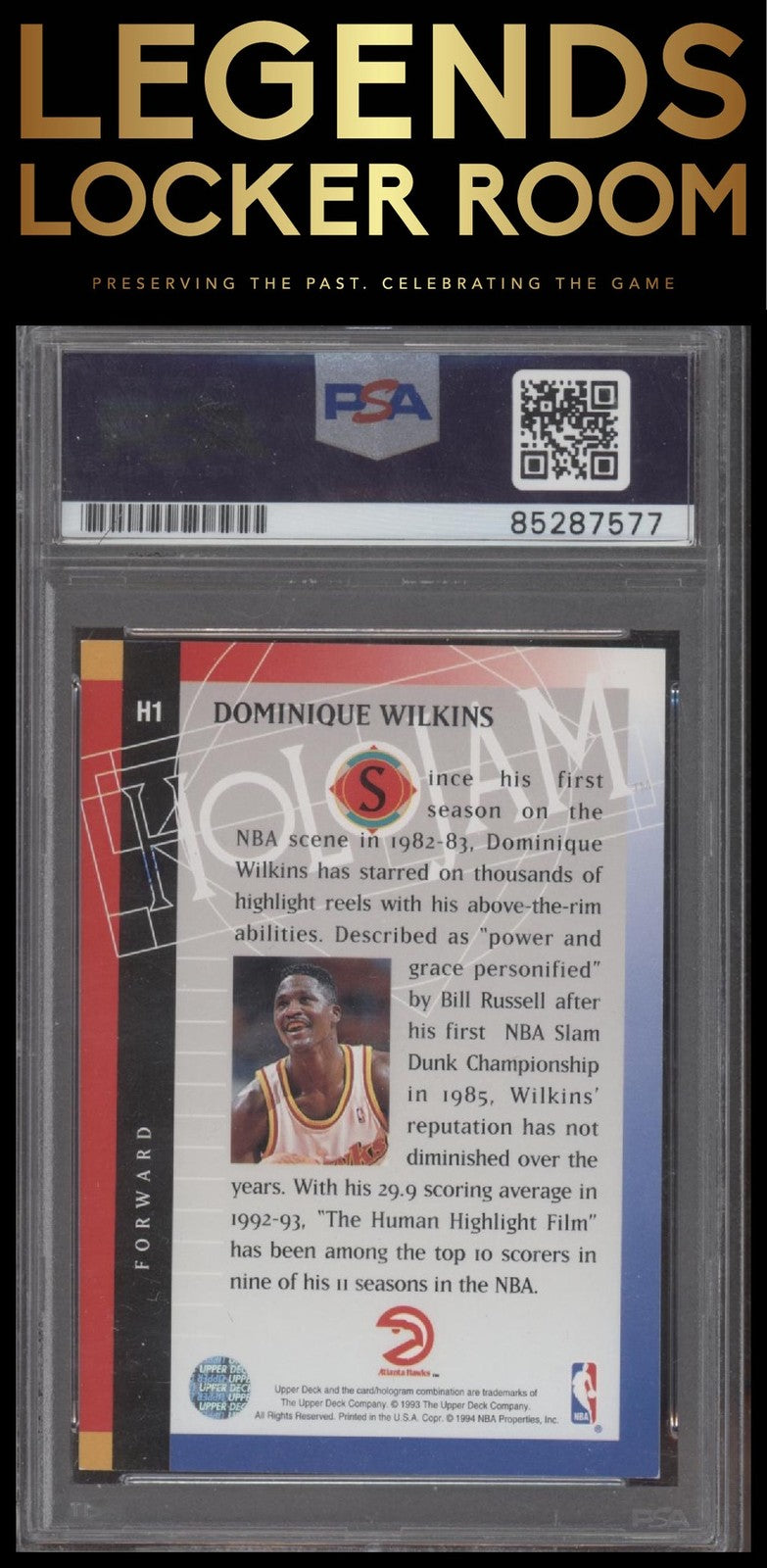 1993-94 Upper Deck Holojams #H1 Dominique Wilkins PSA Authentic Auto
