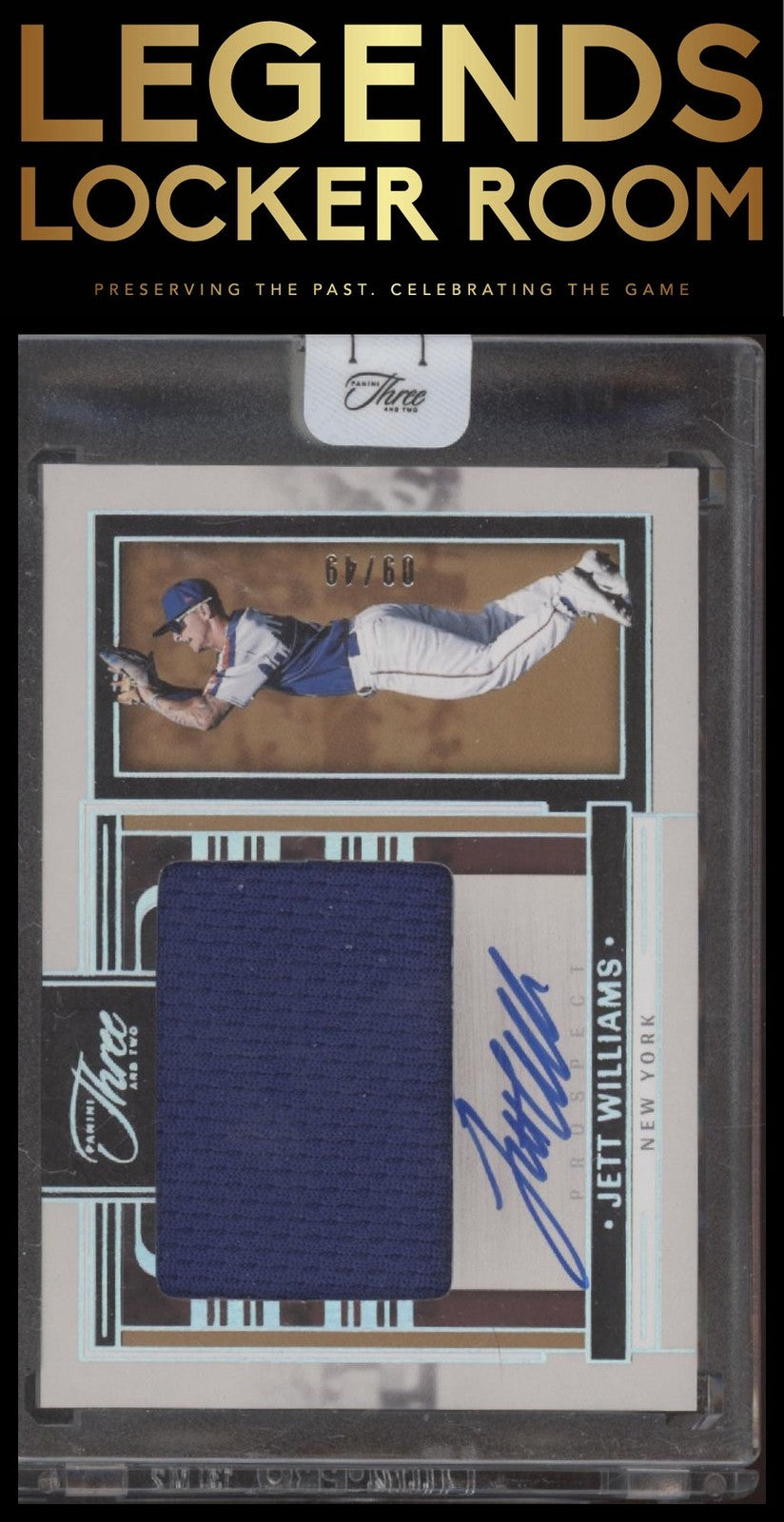 2024 Panini Three And Two Jett Williams Prospect jersey Auto /49 Mets #PJA-JW