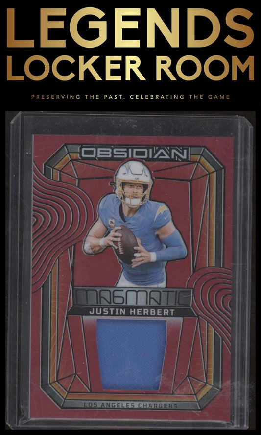 2024 Panini Obsidian - Magmatic Memorabilia Red #15 Justin Herbert #/75