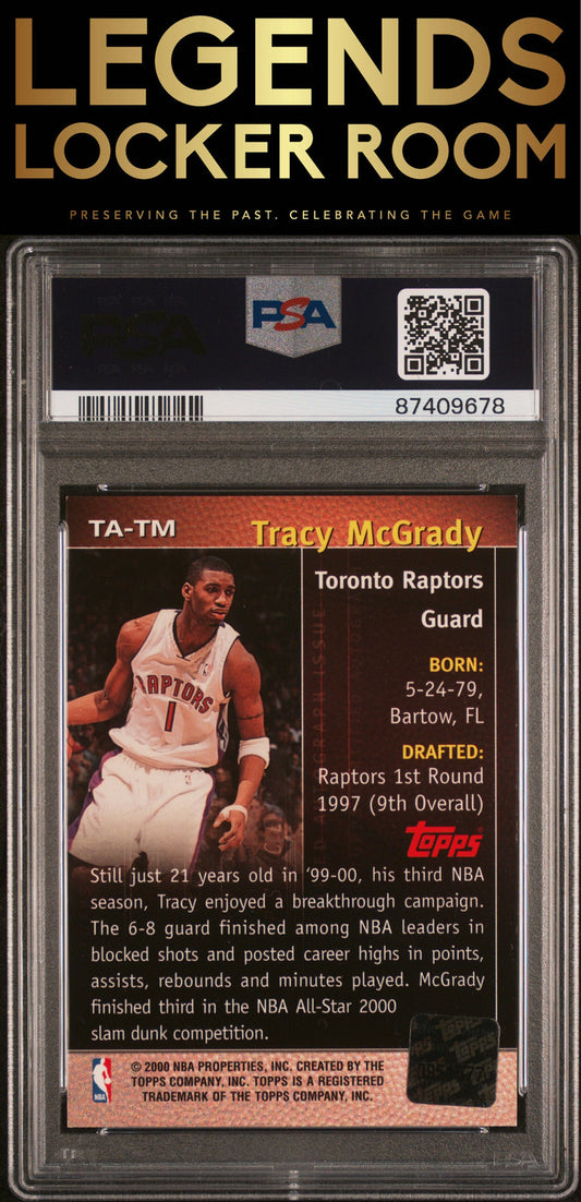2000 Topps Certified Autograph #TA-TM Tracy Mcgrady Certified Autograph PSA 8