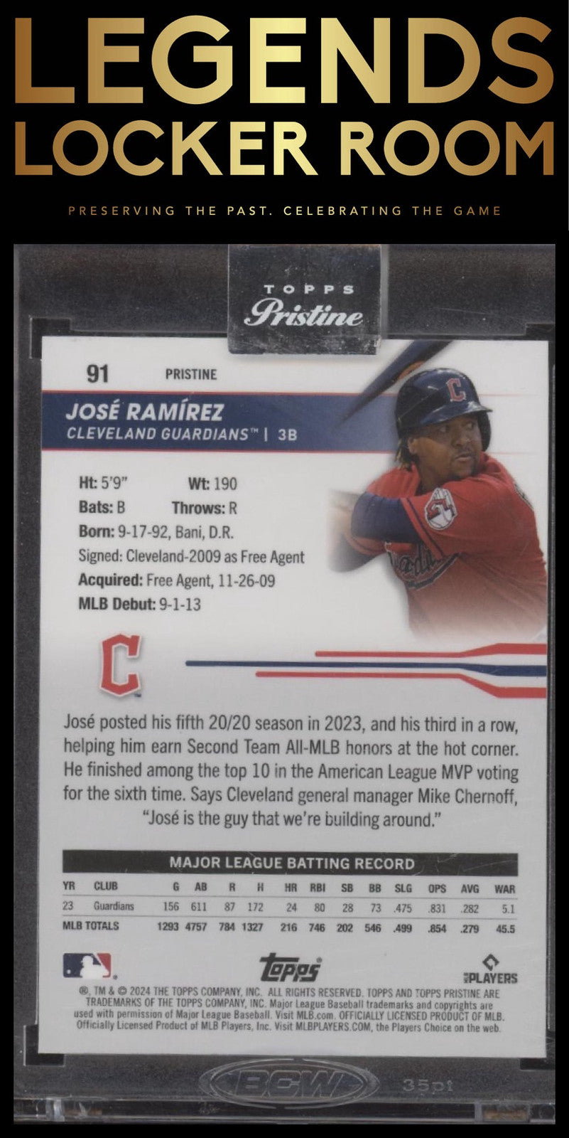 2024 Topps Pristine #91 José Ramírez Gold Refractors #/50
